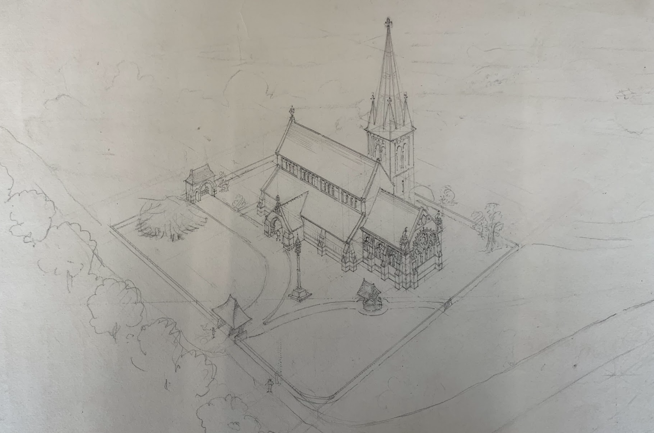 Architectural drawing associated with William Burges' commission